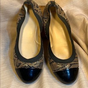 Cole Haan snake pattern leather ballet flats comfy